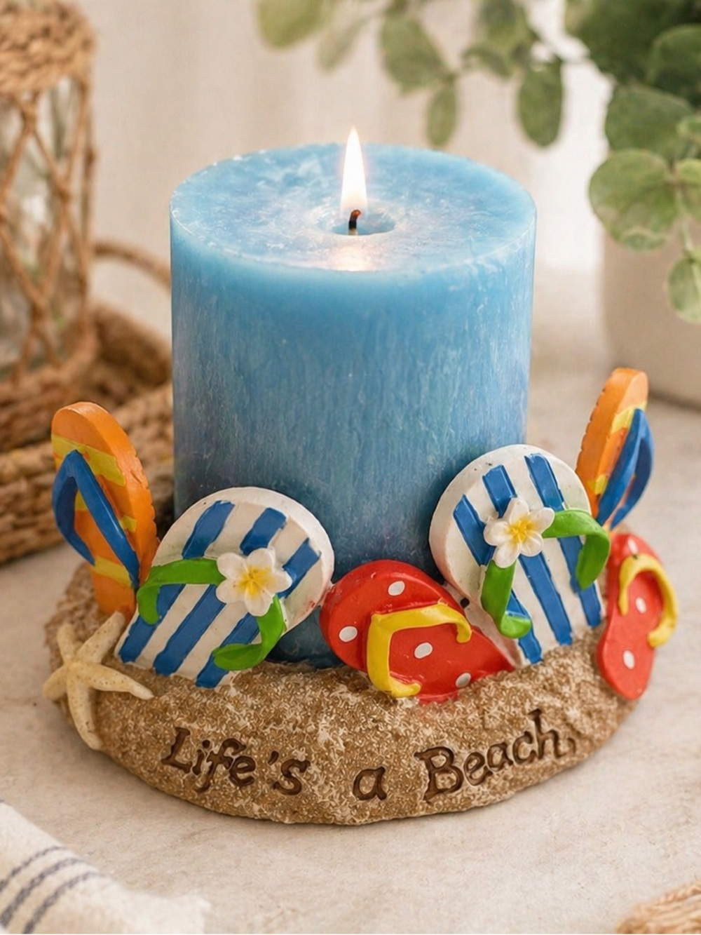 Yankee Candle “Life’s a Beach” Pillar Holder | Flip Flop Summer Decor